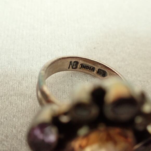 Nicky Butler NB India 925 Sterling Multi-Stone Ring Sz 9 Amethyst Citrine Garnet - Picture 3 of 7